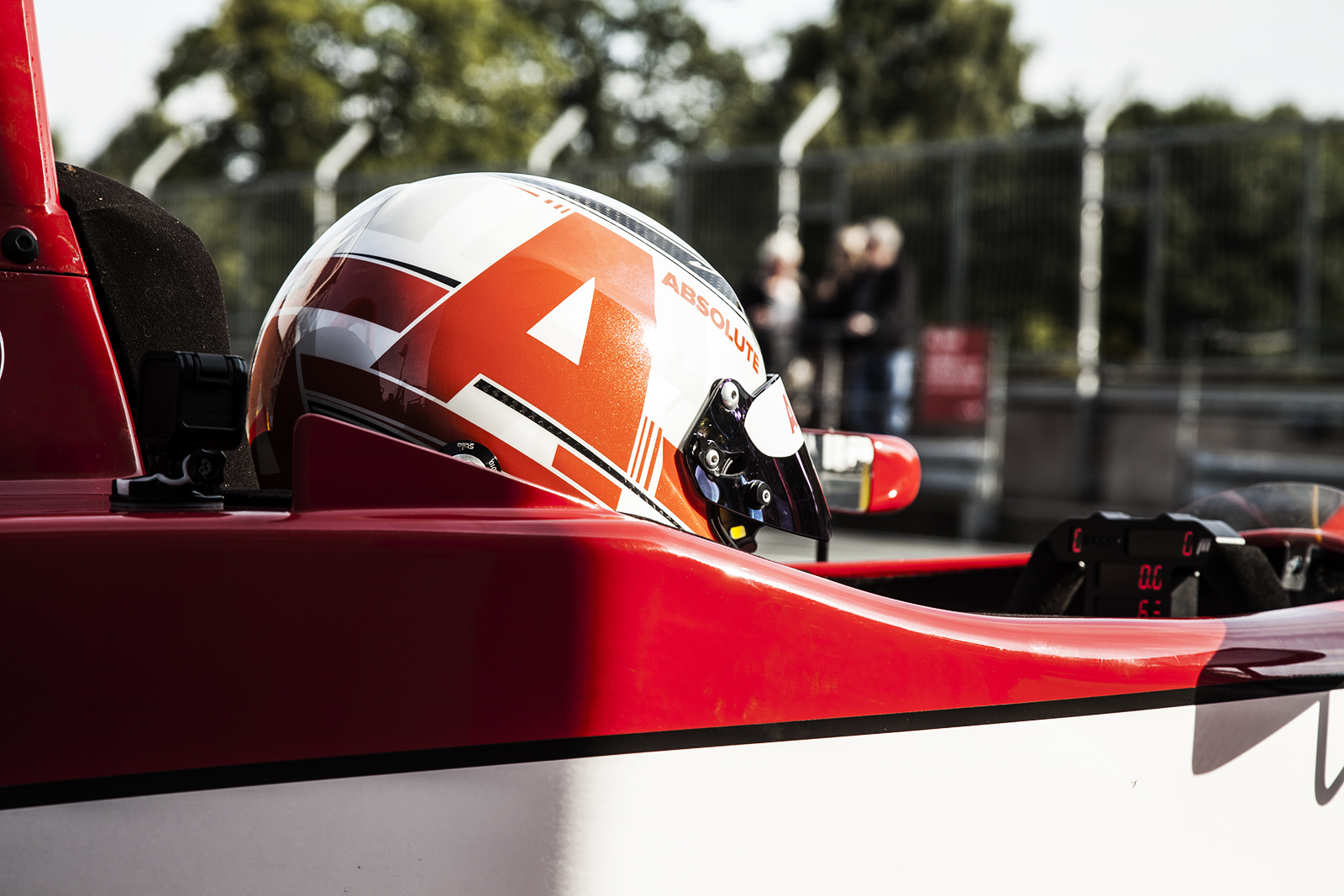 Chris Hodgen races his formula 3 car at Oulton Park with Absolute Helmet