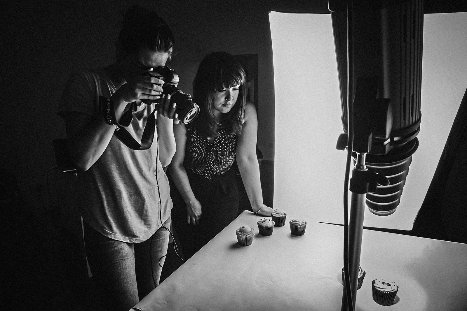 Interns Agata and Charly experimenting in the Absolute photography studio