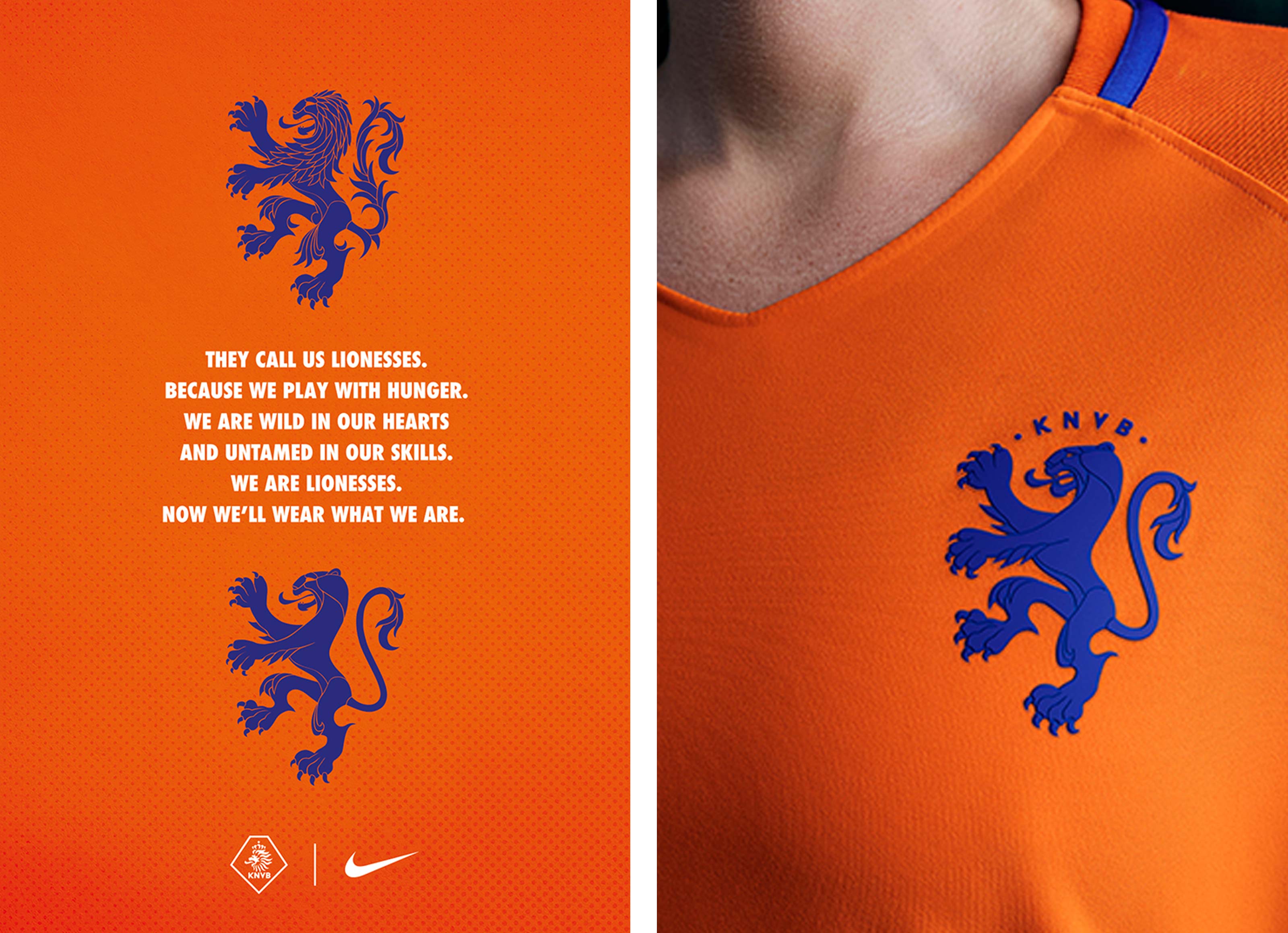 Netherlands lion to lioness brand campaign and shirt detail